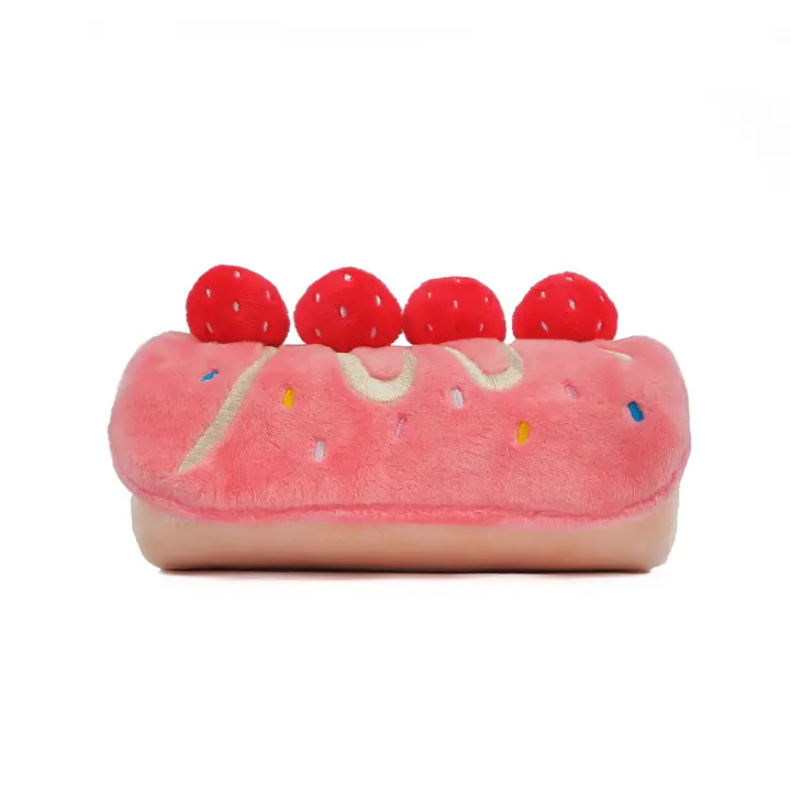 Strawberry roll cake plush puzzle toy for pets