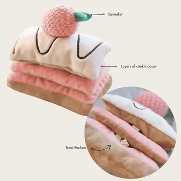 Strawberry mille-feuille plush dog nosework toy